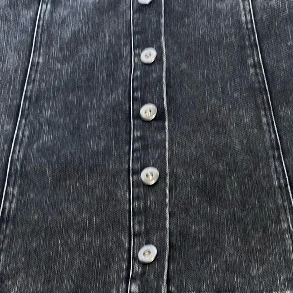 ❤️She + Sky black acid wash button front mini skirt size large  - Picture 3 of 8